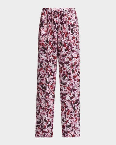 Dries Van Noten Puvis Printed Wide-Leg Drawstring Pants