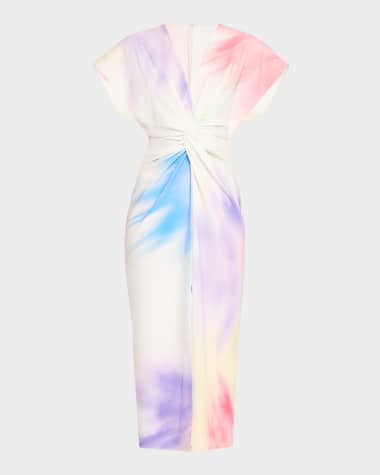 Prabal Gurung Jackie Twisted Short-Sleeve Midi Dress