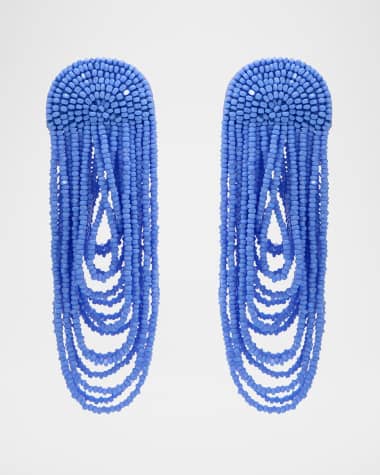 Oscar de la Renta Beaded Double Curtain Earrings