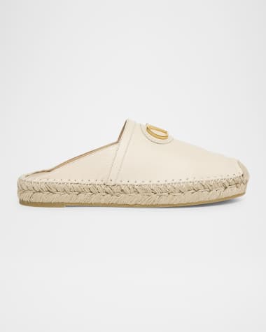 Valentino Garavani VLogo Leather Medallion Espadrille Mules