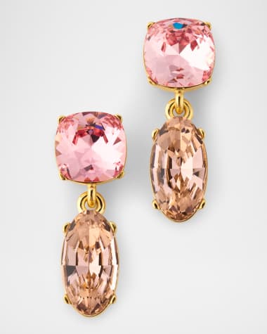 Oscar de la Renta Crystal Two-Drop Earrings