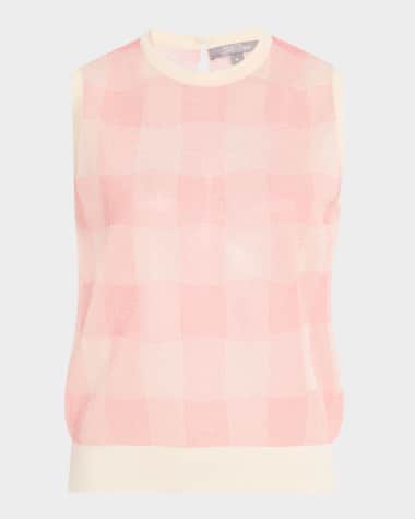 Lela Rose Check Knit Tank Top