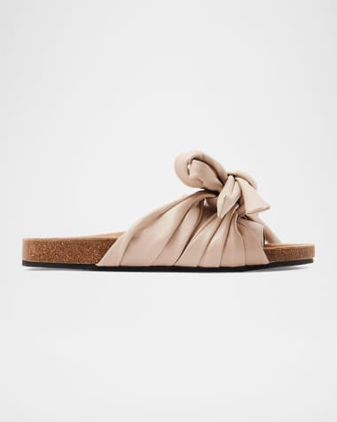 JW Anderson Leather Bow Flat Slide Sandals
