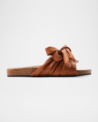 JW Anderson Leather Bow Flat Slide Sandals
