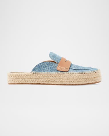 JW Anderson Denim Espadrille Penny Loafer Mules