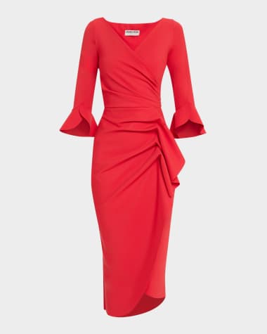 Chiara Boni La Petite Robe Triwan Ruched Side-Drape Jersey Midi Dress