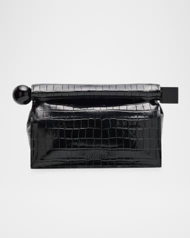 Jacquemus La Pochette Rond Croc-Embossed Clutch Bag
