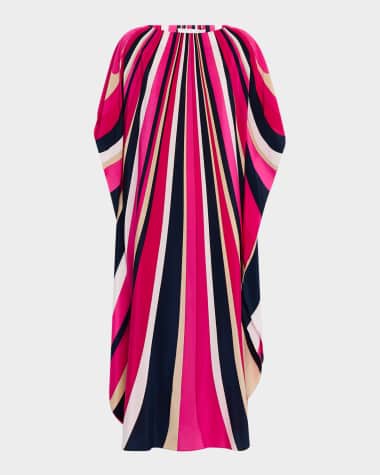 Trina Turk Jalani Striped Crepe De Chine Maxi Caftan