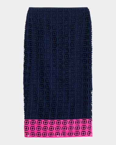 Trina Turk Dita 2 Colorblock Lace Midi Pencil Skirt