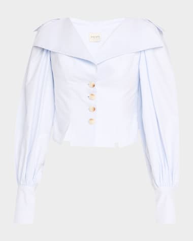 Salon 1884 Muxe Striped Oxford Crop Top