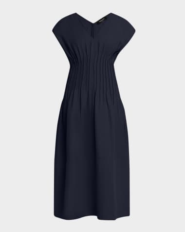 FABIANA FILIPPI Pintuck Viscose-Linen Midi Dress