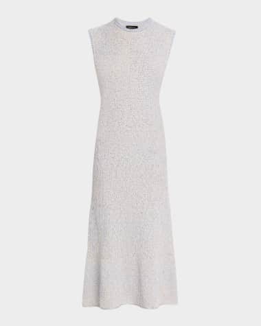 FABIANA FILIPPI Sleeveless Metallic Tweed Midi Dress