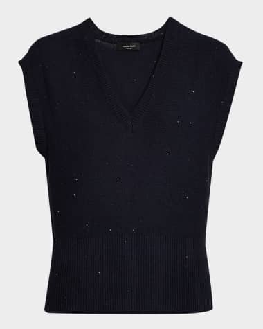 FABIANA FILIPPI Sequin Cotton-Linen Knit Vest