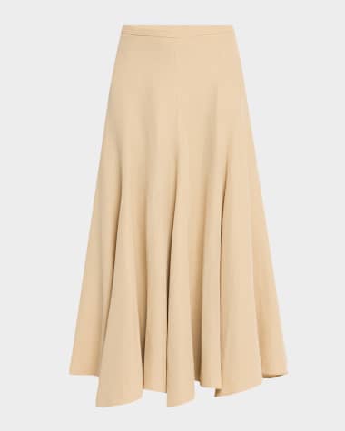 FABIANA FILIPPI Flared Viscose-Linen Midi Skirt