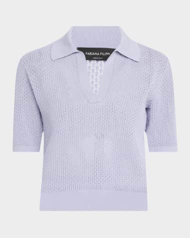 FABIANA FILIPPI Diamond Mesh Cotton Polo