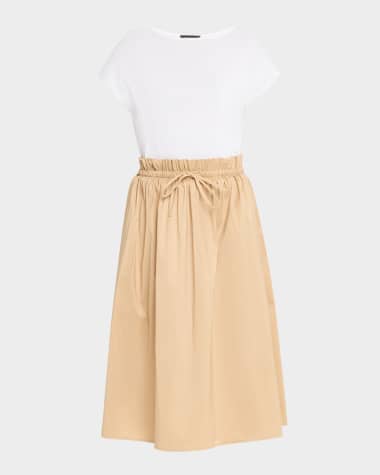 FABIANA FILIPPI Boat-Neck Cotton Mixed Media Midi Dress