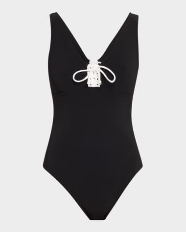 Karla Colletto Demi V-Neck Silent Underwire One-Piece Swimsuit
