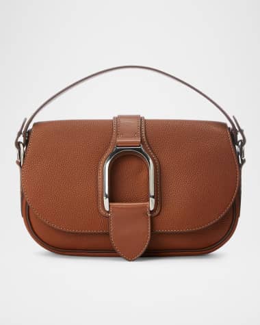 Ralph Lauren Collection Welington Medium Pebbled Leather Shoulder Bag