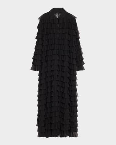 Norma Kamali Oversized Allover Ruffle Coat