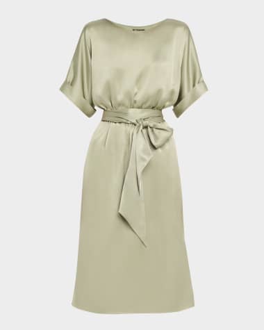 Loro Piana Caren Belted Silk Midi Dress
