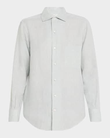 Loro Piana Andre Button Down Linen Solaire Shirt