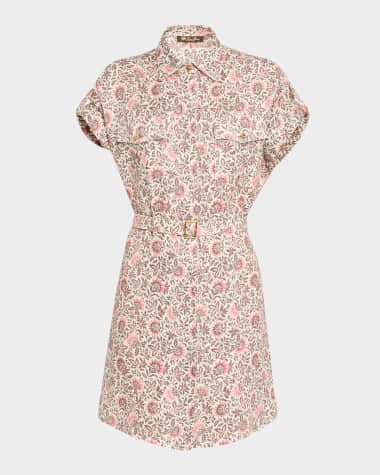 Loro Piana Idris Riserva San Nicolo Twill Belted Mini Shirtdress