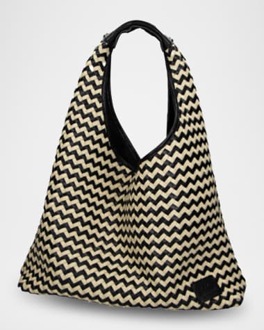 Missoni Large Woven Leather Hobo Bag
