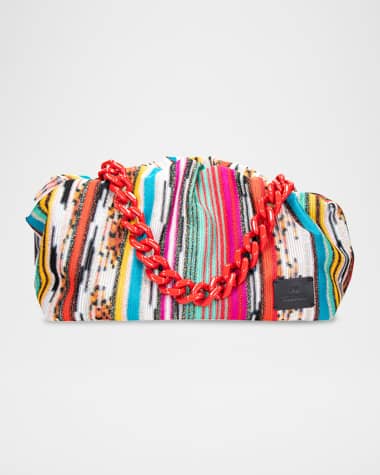 Missoni Large Multicolor Canvas Pouch Shoulder Bag