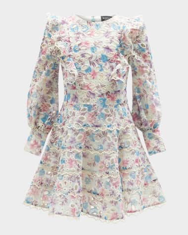 Bardot Junior Girl's Miley Tiered Eyelet Ruffle Mini Dress, Size 7-14