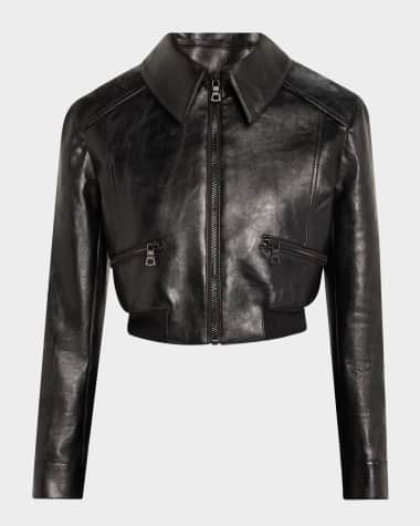 Alice + Olivia Hyde Cropped Vegan Leather Jacket