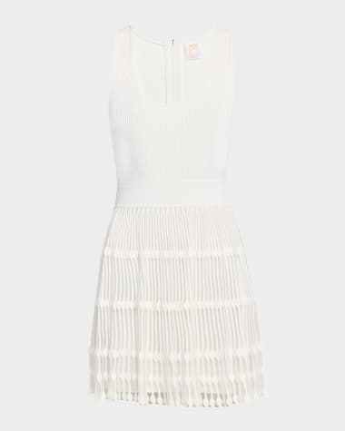 Milly Ribbed Sheer-Knit Mini Dress