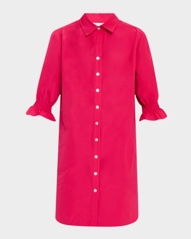Finley Miller Elbow-Sleeve Techy Taffeta Shirtdress