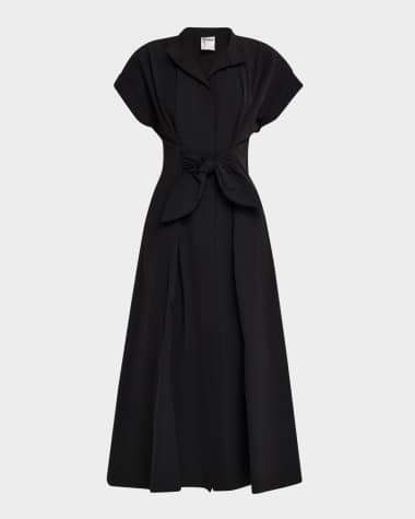 Finley Rocky Tie-Waist Taffeta Midi Shirtdress