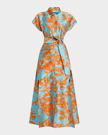 Finley Chantal Floral Jacquard Midi Shirtdress
