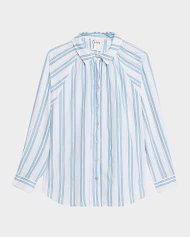 Finley Dylan Striped Raglan-Sleeve Cotton Shirt