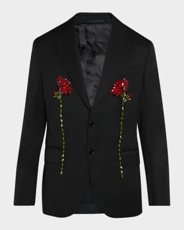 Simone Rocha Men's Double Carnation Embellished Blazer