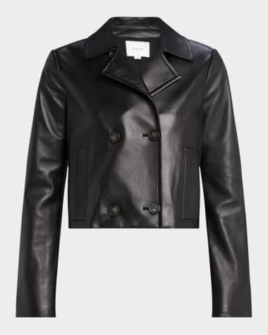 Vince Shrunken Leather Peacoat