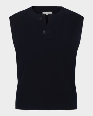 Vince Sleeveless Henley Shell