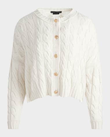 Alice + Olivia Cecilie Cropped Cable-Knit Cardigan