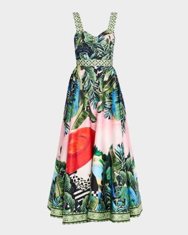 Alice + Olivia Fia Structured Bustier Fit-and-Flare Midi Dress