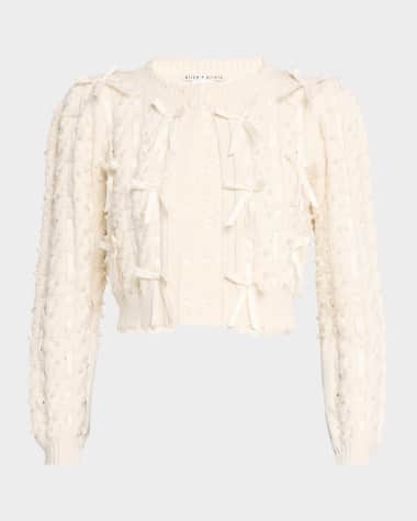 Alice + Olivia Kitty Embellished Bow Cardigan