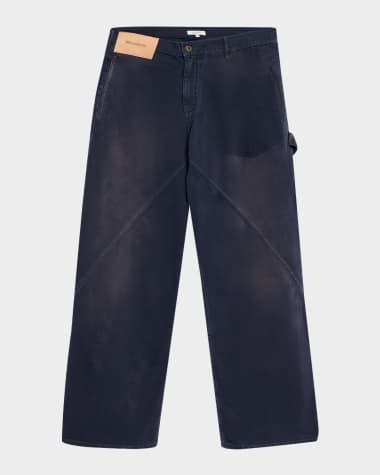 JW Anderson Men's Sun-Faded Twisted Jeans