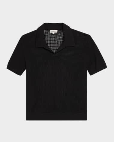 FRAME Men's Mesh Knit Polo Shirt
