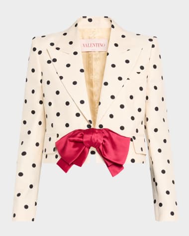 Valentino Garavani Polka-Dot Crop Blazer With Bow