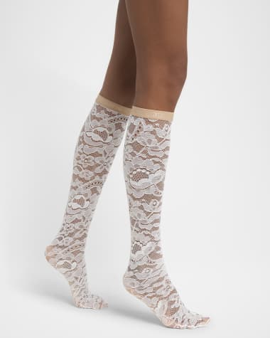 Valentino Garavani Rebrode Lace Knee-High Socks