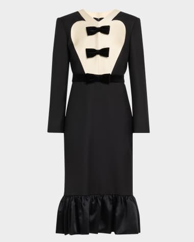 Valentino Garavani Bow Tuxedo Ruffle Midi Dress