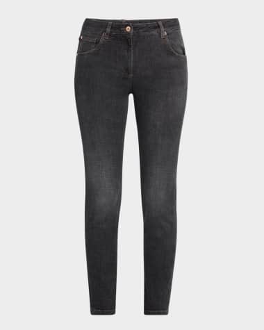 Brunello Cucinelli Mid-Rise Slim-Leg Ankle Denim Jeans