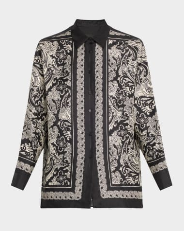 Nili Lotan Alfie Paisley Printed Silk Blouse
