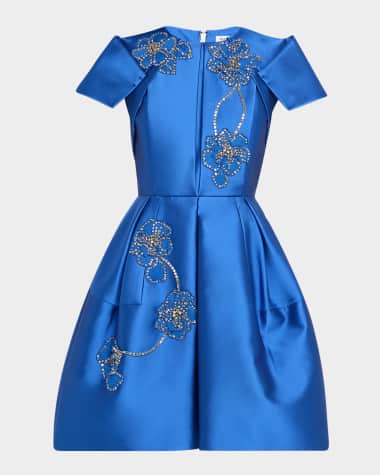 Dice Kayek Floral Embroidered Pleated Mini Dress