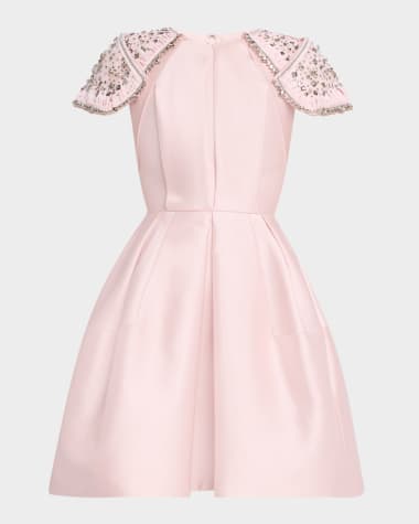 Dice Kayek Embroidered-Shoulder Fit-&-Flare Dress
